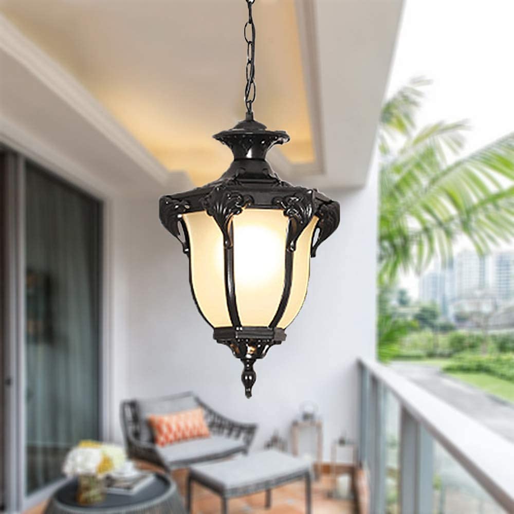 E27 Hanging Lamps Outdoor Pendant Light Black Retro IP44 Ceiling Vintage Industrial Metal Pendant Lights Rainproof Waterproof Gazebo Villa Loft Patio Balcony Courtyard Hanging Pendant Lights (Style B)
