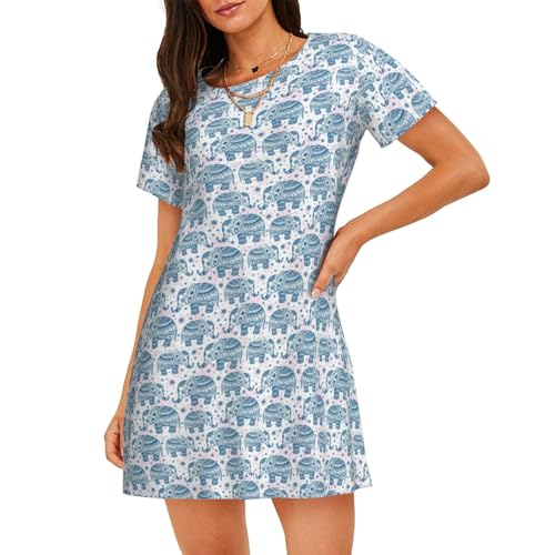Chemise de nuit éléphant en maille respirante pour femme | Robe d'été