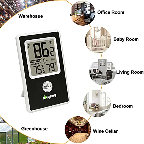 Urageuxy Digital Indoor Temperature Monitor Wireless Outdoor Thermometer Sensor Up To 300Ft 24H Min Max Records Ideal For Patio Garden Room #TOP4