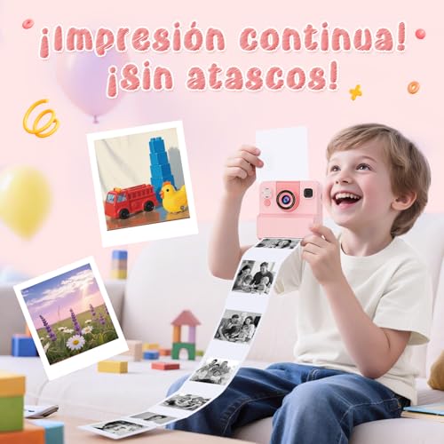 Camara de Fotos Instantaneas,2.4" 1080P HD Camara Fotos Infantil Instantaneas Juguetes Niños 3-12 Años Cámara Instantánea Niños de Foto & Video 1080P & Música&5 Juegos de Rompecabezas 32GB SD - imagen 5