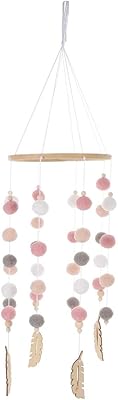 BESPORTBLE Baby Crib Mobile Wooden Further Pompom Ball Wind Chime Bed Bell Nursery Mobile Crib Ceiling Wooden Beads Wind Chime