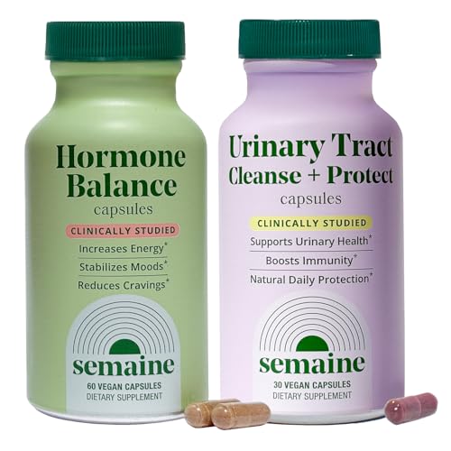 Image of Semaine Hormone Balance & Urinary Tract Cleanse Bundle, Mood, Energy, Skin & Bladder Support, Clinically-Studied Ingredients (90 ct)