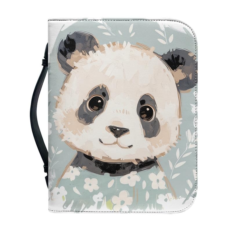 Kuiaobaty Panda Bear Book Cover for Women Leather Book Bag with Handle, PU Vegan Leather Book Case with Zipper, Small Large 4 Size,2XL — image 1