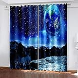 AMDXD Rideau Polyester Bleu Noir, Rideau sans Percage Montagnes de La Terre Rideau Polyester 214x115cm