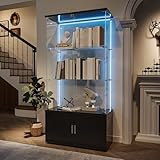 Vitrina de cristal con iluminación LED, negro)