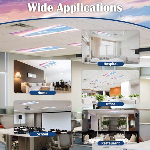 Image of ANGSYLTH 8 Pcs Fluorescent Light Covers - 4 x 2 Feet Covers for Ceiling Lights, 8 x 10 Magnetic Light Filters for Classroom, Office, Hospitals (Sunset Glow)