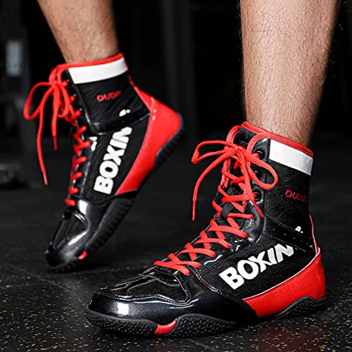 Image of Mens Boxing Shoes High Top Wrestling Training Boots Non Slip