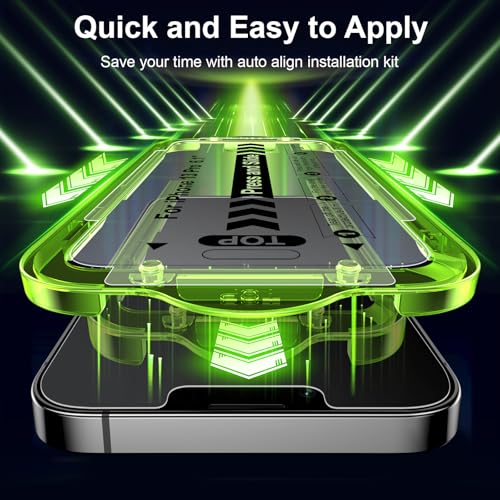 Image of Esanik [2+2 Pack for iPhone 13 Pro 6.1'' Privacy Screen Protector - Anti-Spy Tempered Glass & Camera Lens Cover, Military-Grade 9H Hardness, Anti-Scratch, Flawless Fit Tray