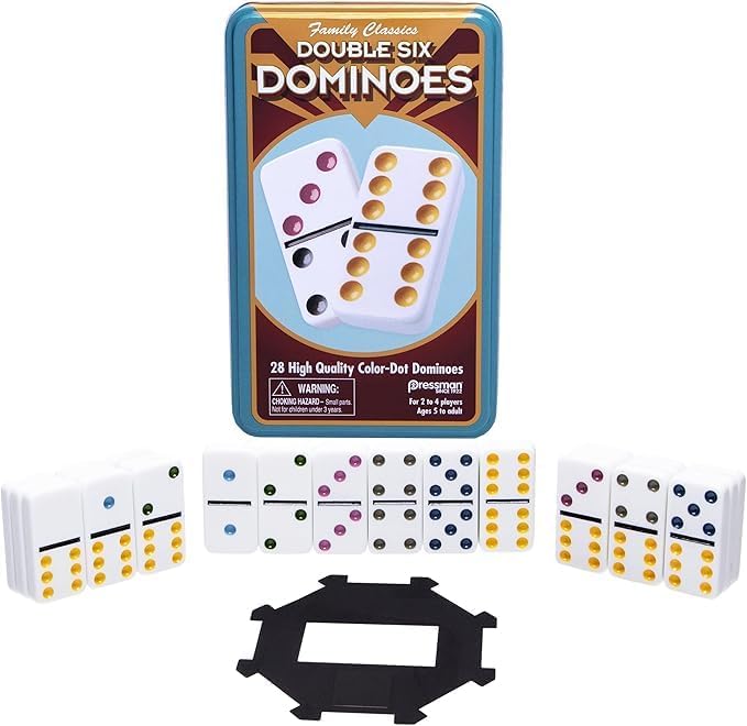 Pressman Dominó Doble 6 con Puntos de Colores 5 pulgadas miniatura 2