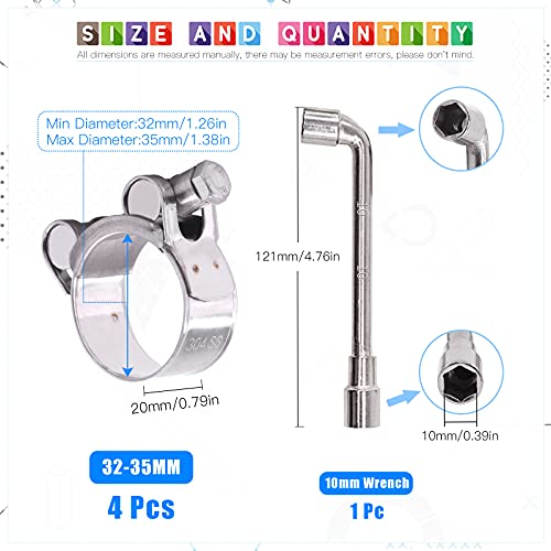 Glarks 6Pcs 20-22mm T-Bolt Hose Clamps 304 Stainless Steel Heavy Duty Ear Clamp Tube Clamp Adjustable Pipe Clamps for 0.8''-0.9'' Dia Range Hose (20-22MM) - Image 2