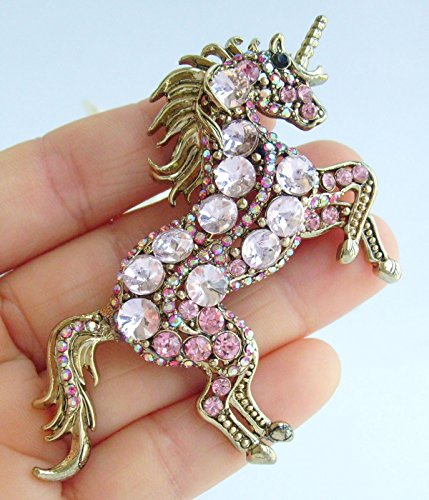 Image of Unique Animal Unicorn Horse Brooch Pin Pendant Austrian Crystal BZ6172