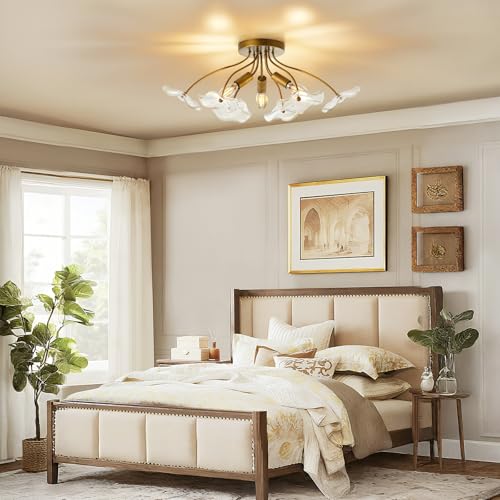 Semi Flush Mount Ceiling Light Fixture 3 Light Modern Gold Ceiling Light - image 6