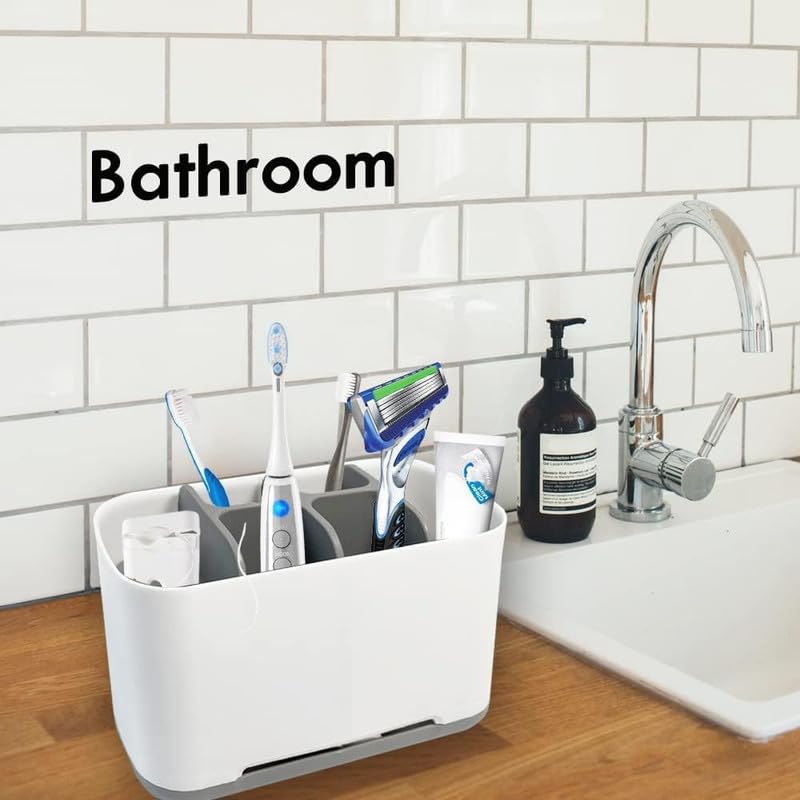 YEKDA Multi-Grid Toothbrush Holder Plastic Stand for Toothpaste, Razor, Comb, Brush, Cream, Lotion Water Drain Stand (Blue) 4