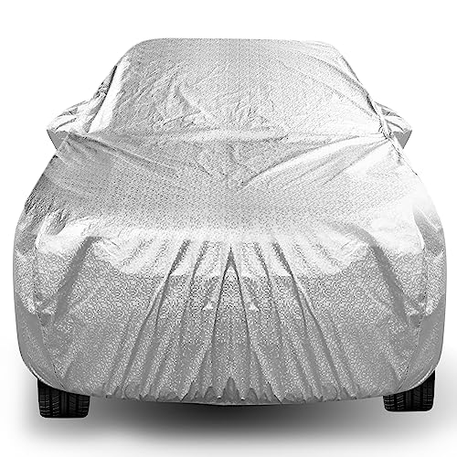 Image of Auto Hub Waterproof Car Cover Compatible with Maruti Jimny with Mirror Pocket, Soft Cotton Lining, Waterproof Jimny Car Cover- Metallic Silver