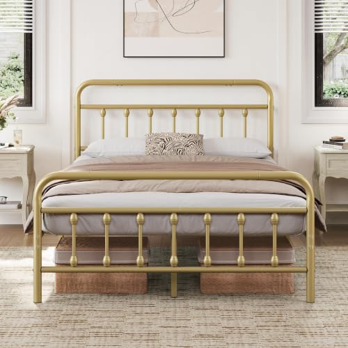 Yaheetech Full Metal Platform Bed Frame, Victorian Headboard & Footboard