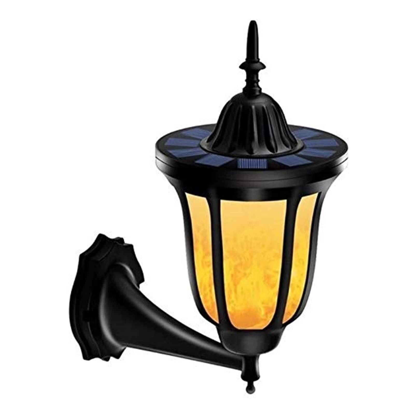 Lumière murale LED solaire extérieure étanche avec lanterne à flamme clignotante