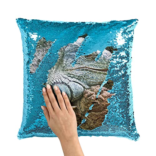 Coussin paillettes turquoise iguane idée cadeau originale anniversaire - 3