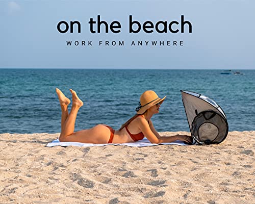 Image of Laptop Sun Shade for Working Outside by Lap Shade | Reflective Fabric | Reduces Screen Glare Outdoors for Laptops, Tablets, and Smartphones | Foldable and Portable Shield Cover | Includes Privacy Hood