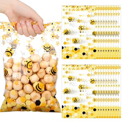 Pajean 50 Pcs Party Favor Gift Bags Bulk with Handles, Bee