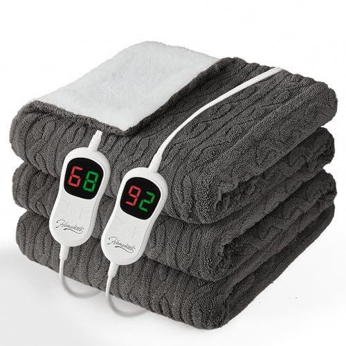 Image of Homemate Electric Heated Blanket King Size - 100 inchx90 inch Heating Bed Blankets Throw with 8 Hours Auto Off 10 Heating Levels Fast Heating Over-Heated Protection Soft Warm Flannel Bed ETL Certified