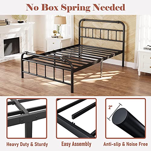 Artimorany Twin Bed-Frame With-Headboard & Footboard,14 Inch Mattress-Foundation No Box Spring Needed, Victorian Vintage Style Bed Frame With Decoration Ball(Black) #TOP4
