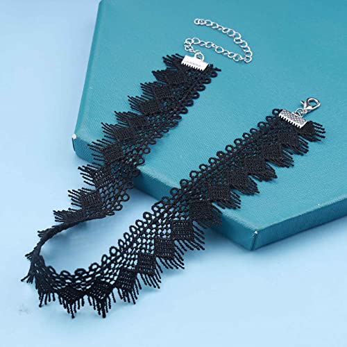 Allereyae Bohemia Hollow Lace Choker Necklace Black Lace Fringe Necklace Gothic Black Collar Necklace Punk Tattoo Choker Chain Necklace Chain Jewelry For Women And Girls Halloween Gifts (Black) #TOP2