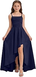 Junior Bridesmaid Long Dresses Teen Girls a Line Dress Chiffon Formal Ruffles Skirt Skater School Recital Dress