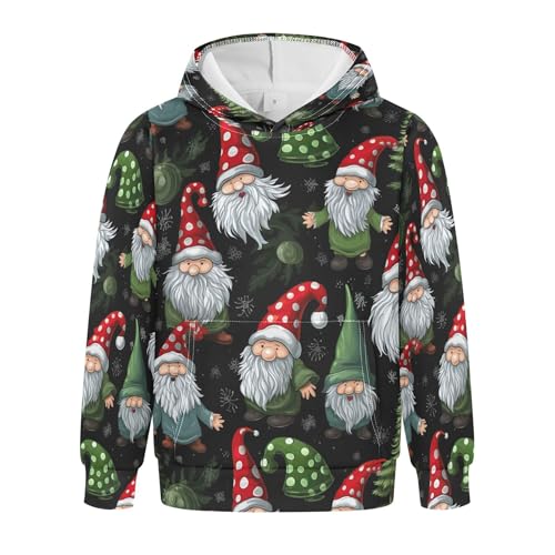 Kids Hoodies Sweaters Christmas Xmas Gnome Dwarfs Hooded Sweatshirts with Big Pockets for Boys Girls B0400456