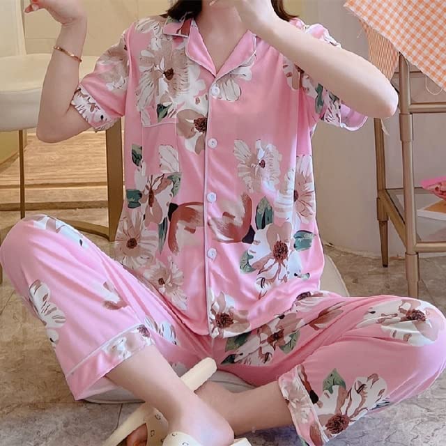 Amazon.co.jp: 女性用フラワーコットンフローラルパジャマセット