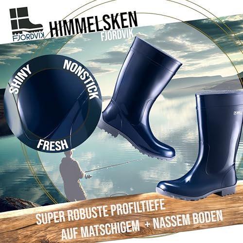 Fjordvik Himmelsken Gummistiefel | Wasserfest und schmutzabweisend | Perfekt für Outdoor-Aktivitäten | Farbe: blau, Gr.:41 / UK 7-7.5