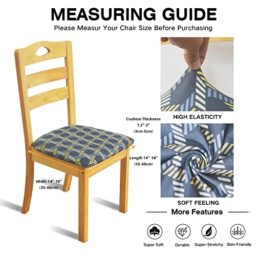 Eeaivnm Seat Covers For Dining Room Chairs, Stretch Printed Chair Covers With Ties, Square Removable Washable Chair Protector Seat Cushion Slipcovers For Kitchen, Office(Set Of 4,Dark Grey Geometric) #TOP3