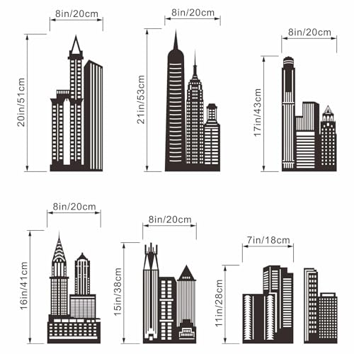 Vinilos Decorativos Skyline Ciudad Negra, 8 piezas miniatura 4