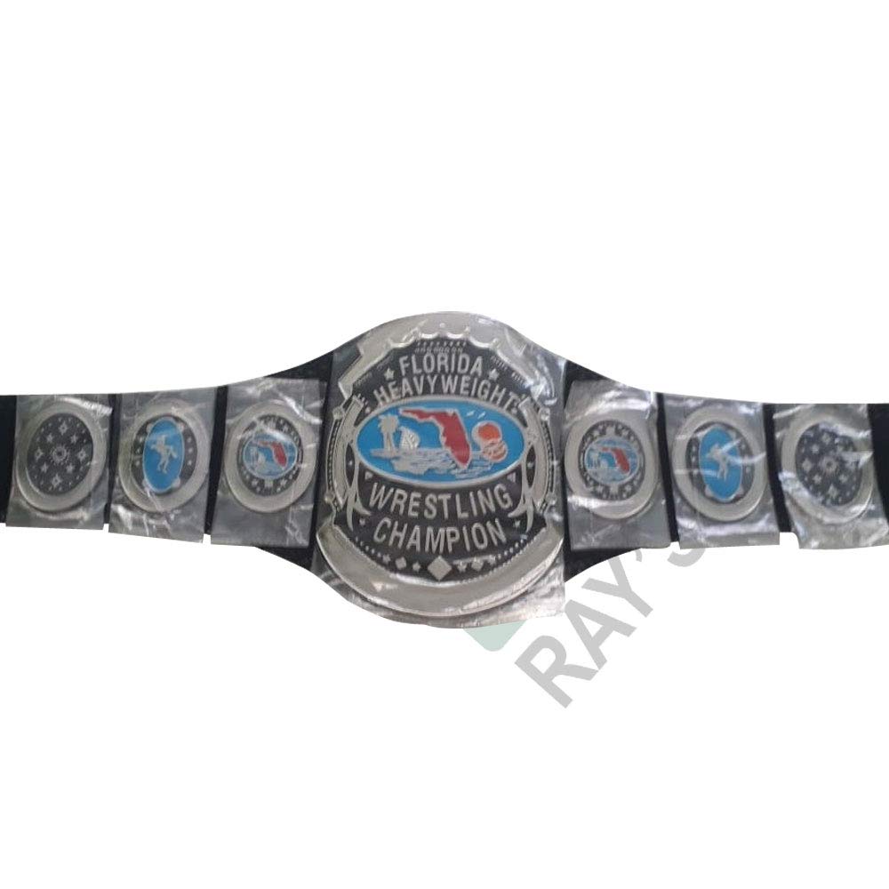 FLORIDA HEAVYWEIGHT WRESTLING CHAMPION 4MM BRASS PLATES REPLICA BELT ADULT SIZE