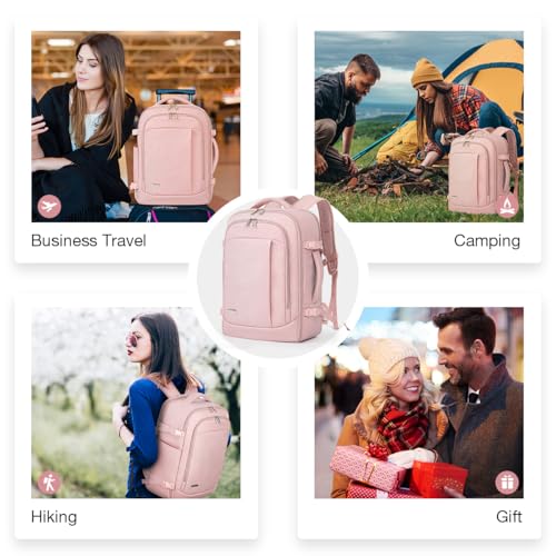 Lekespring Mochila Viaje Cabina Avion (27L) | Mochila Viaje Mujer Hombre - Maletas de Viaje Cabina con 6 Bolsas Organizadoras - Vacaciones Negocios Viajes Escuela - Rosa