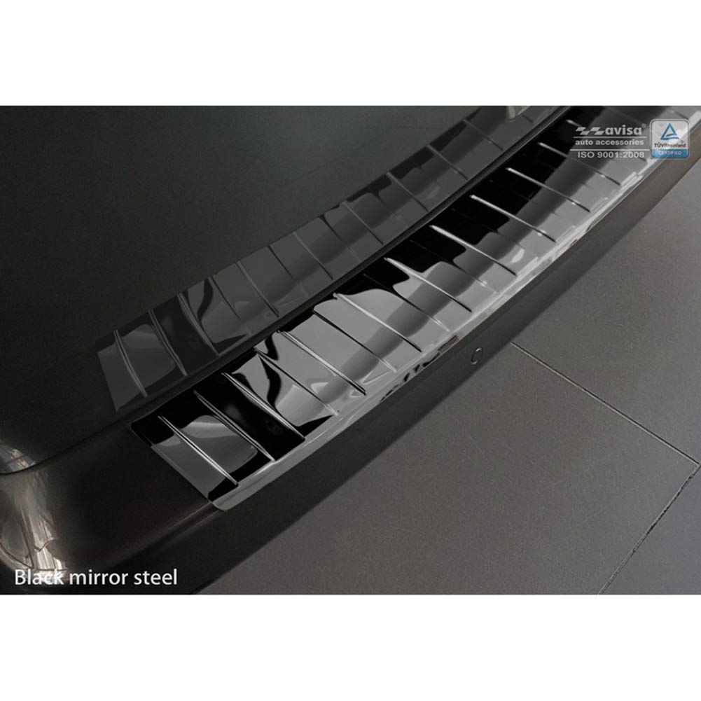 Avisa Protector del Parachoques Trasero INOX Negro Reflectante Compatible con Citroën Spacetourer/Peugeot Traveller/Toyota Proace Verso 2016- 'Ribs'