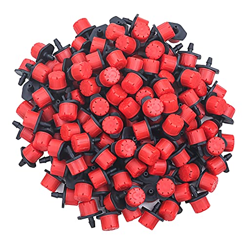 Image of Drip Emitters Garden Irrigation Drippers for 1 /4 Inch Tubing Drip Irrigation System, Adjustable 8-outlets drippers 50 -Pack, Red