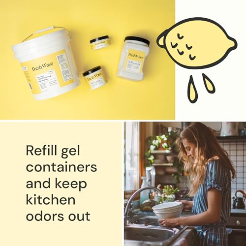 Image of Fresh Wave Odor Removing Gel Bucket, 15.5 lb. (248 oz.) | Lemon Scent Refill | Odor Absorbers for Home | Safer Odor Relief | Natural Plant-Based Odor Eliminator | For Cooking, Trash & Pets