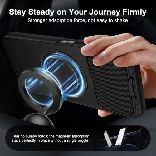 Image of Spazy Case Realme P4 Lite Back Cover|Premium Magnetic Ring Stand Case with Camera Protection Slider|360 Rotating Kickstand|Slim & Strong Grip Phone Case for Realme P4 Lite-Black