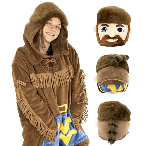Plushible Wearable Blanket Hoodie - Oversized West Virginia University Mountaineers Long Sleeve Sweatshirt Pocket - 2-in-1 Oversized Hoodie Blanket Pillow - Cozy Snugible Gifts for Men and Women