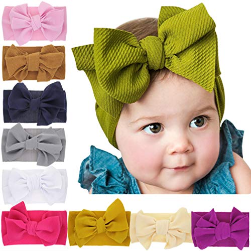 ZOCONE Baby Headbands 10 PCS Big Hair Bow Toddler Girl Hair Accessories Elastic