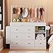 CASANOOKK Modern Changing Table Dresser,Baby Dressing Table with 4 Drawers and Storage Shelves,Multi-Functional Baby Changing Table with Drying Rack for Nursery, White