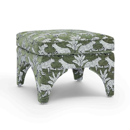 Tov Furniture Raji Jacquard Ottoman (Olive Green Leopard)
