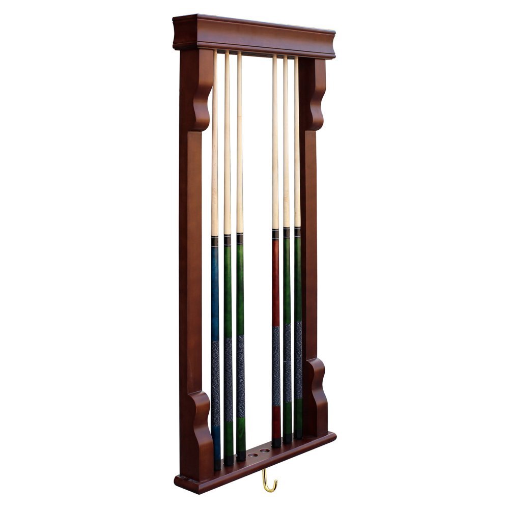 Hathaway Vintage Wall Billiard Pool Cue Rack, Mahogany