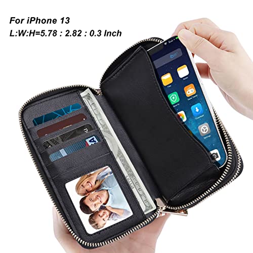Image of Cellphone Wallet for Women Dual Zipper Long Purse with Removable Wristlet