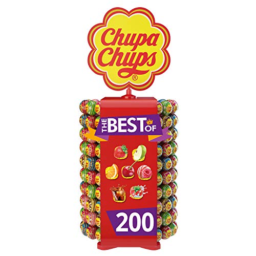 Chupa Chups Carrousel, Best of Lollipops Wheel – 200 lolly’s, 7 verschillende fruitige en romige smaken, snoepdisplay voor feestjes, op kantoor of als cadeau