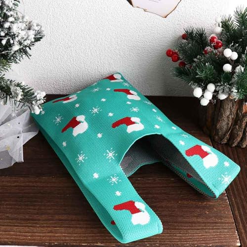 Knitted Bag 3PCS Christmas Atmosphere Knot Wrist Bag Simple Cute Knitted Bag Women's Handbag Fashion Simple Tote Bag Purses Ladies Reusable Portable Shopping Bag4
