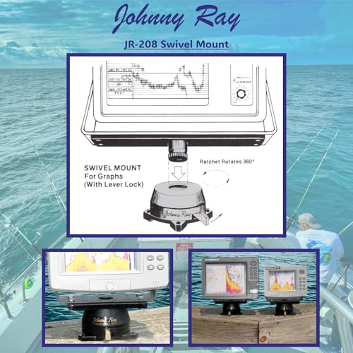 Image of Johnny Ray JR-208 Fish Finder Mount and Depth Finder Mount - Heavy Duty Marine Electronics & Sonar Bracket for Boats, 360 Rotating Quick Release Swivel Base
