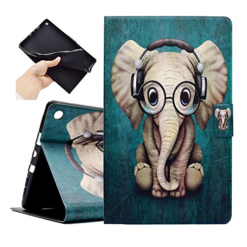 Outter Smart Kindle Fire HD 8 2017 Funda, Slim Shell Case Cover Carcasa con Función de Stand y Auto-Sueño/Estela para Kindle Fire HD 8 2017(7th Gen) Kindle Fire HD 8 2016(6th Gen) - Elefantes