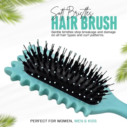Image of Curly Hair Styling Brush with Soft Bristles, Vented Hair Brush with Pointed Handle for Curl Definition, Hair Sectioning and Everyday Hair Styling
