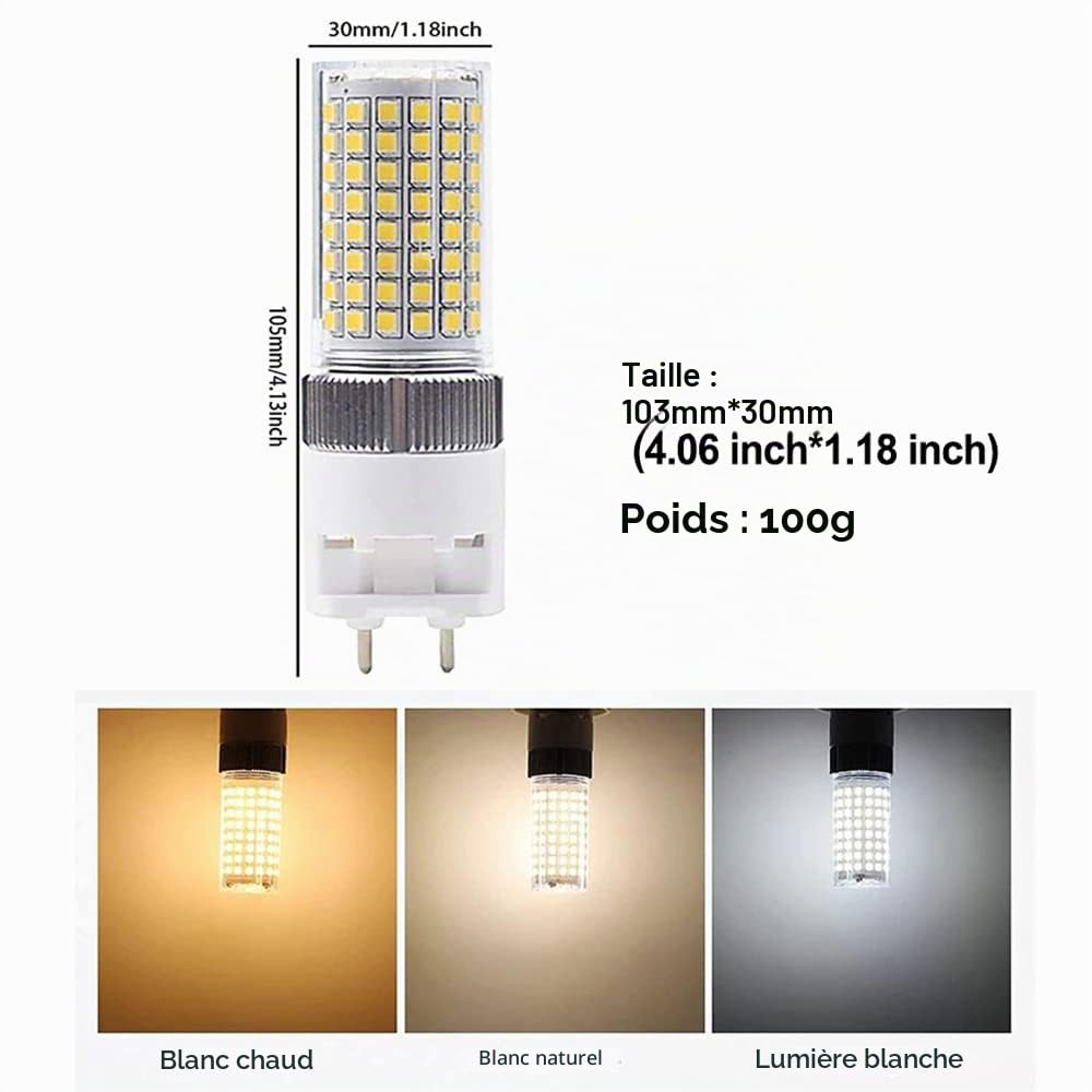 Ampoule LED G12 16W Maïs Bi-Boche, Blanc Naturel 4000K, Pack de 4